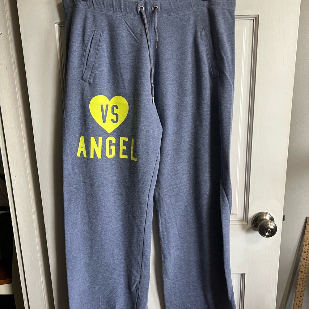 Victoria's Secret Women’s Blue Lounge Pants with Yellow Logo